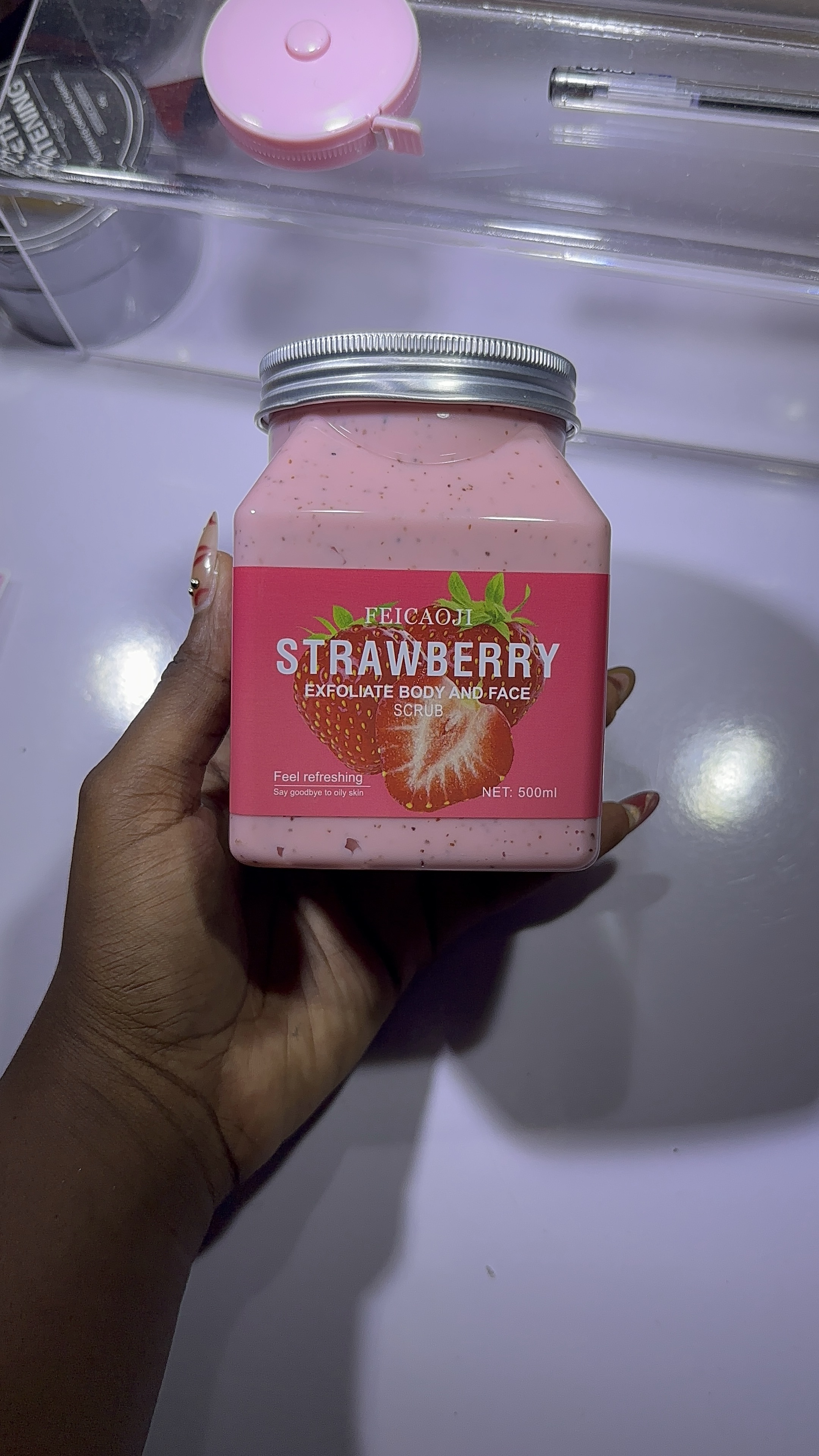 Strawberry salt body scrub