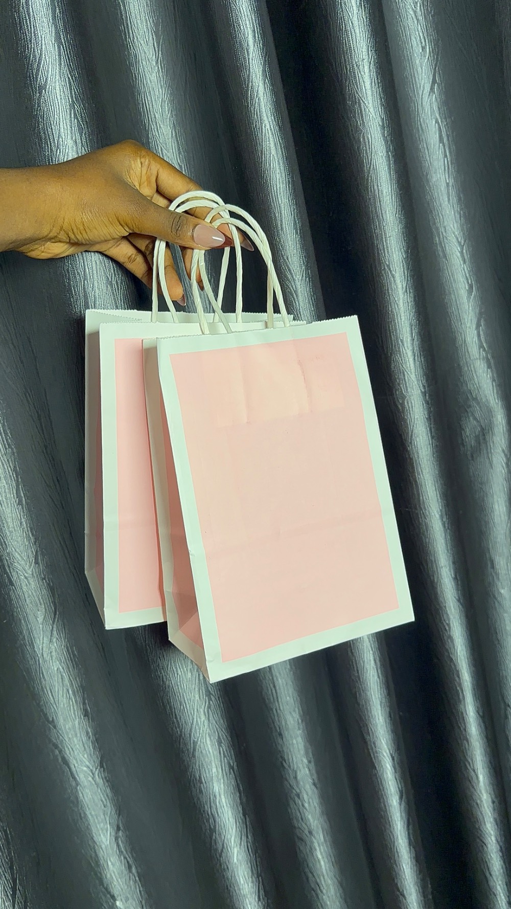 Kraft paper bag(Pink and white)