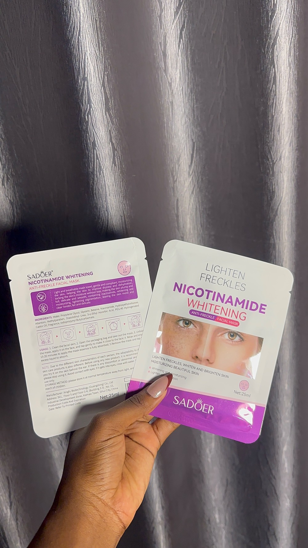Nicotinamide whitening face mask