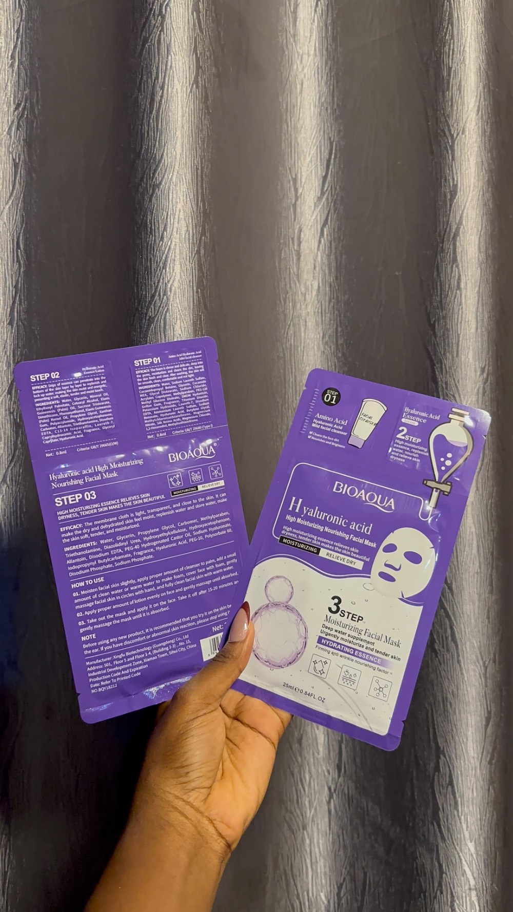 3 step facial mask(cleanser, Essence, and mask)