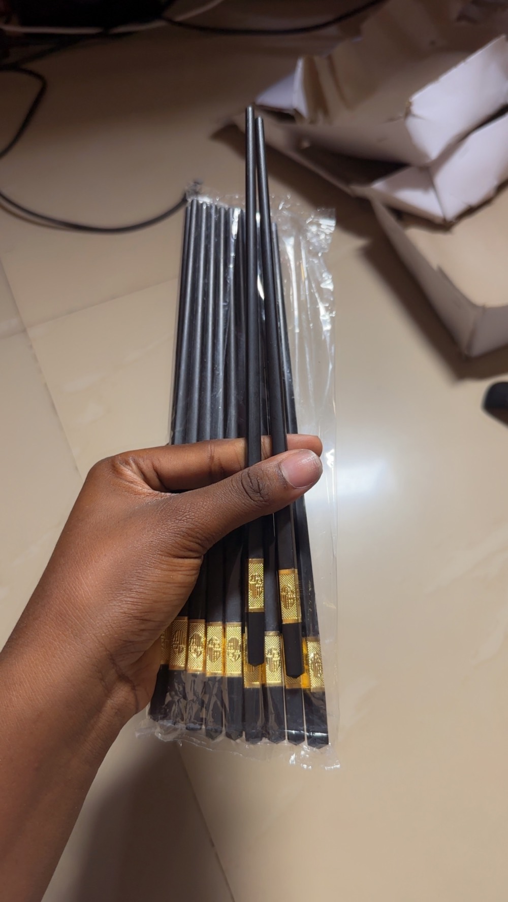 Black and gold chopsticks